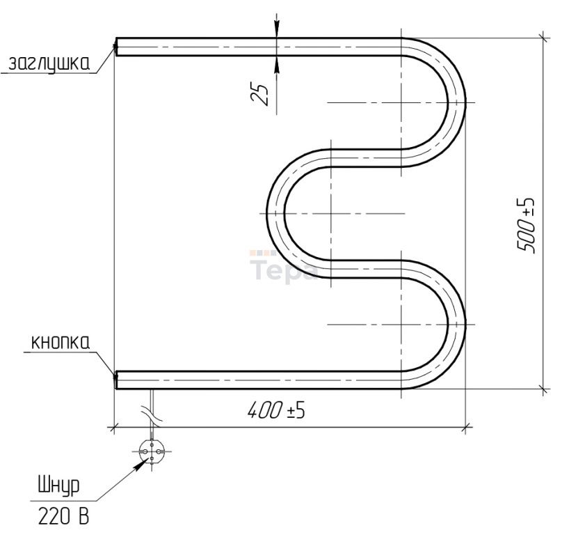 Электрический полотенцесушитель М-образный – купить в Москве | ТЕРА
